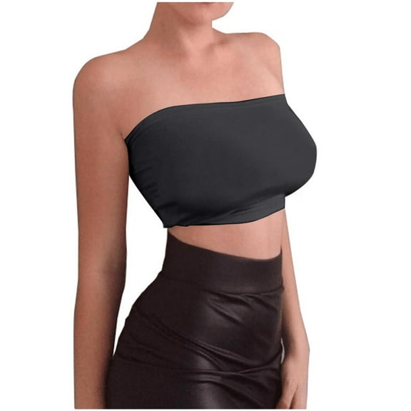 ZyeKqe Womens Tube Tops Strapless Crop Tops Basic Backless Sleeveless Going out Cute Top Summer Outfits