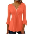 thumbnail image 1 of ZyeKqe Womens Tunic Tops Trendy Short Sleeve Shirts Notch V Neck T-Shirt Casual Summer Blouses Top, 1 of 4