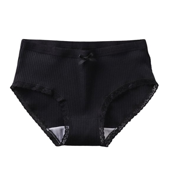 ZyeKqe Womens Underwear Mid-Waisted Solid Color Soft Panties Ribbed Knit Lace Breathable Briefs
