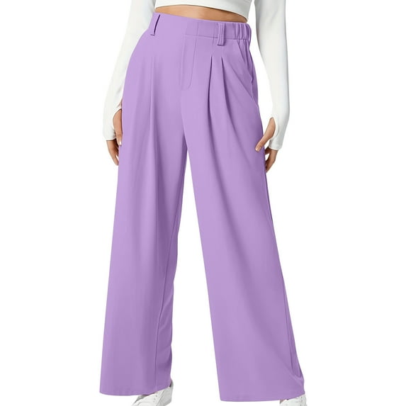 ZyeKqe Womens Wide Leg Pants High Waisted Work Pants Business Palazzo Trousers Casual Slacks with Pockets