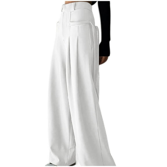 ZyeKqe Womens Work Pants High Waisted Dress Pants Wide Leg Pleated Casual Business Trousers
