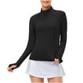 thumbnail image 1 of ZyeKqe Womens Workout Tops Long Sleeve Quarter Zip Pullover Yoga Athletic Slim Fitted Quick Dry Crop Shirts, 1 of 8