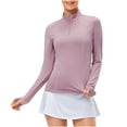 thumbnail image 1 of ZyeKqe Womens Workout Tops Long Sleeve Quarter Zip Pullover Yoga Athletic Slim Fitted Quick Dry Crop Shirts, 1 of 8
