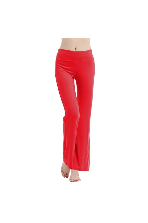 Womens Yoga Pants Bootcut High Waisted Fold over Stretch Full Length Flare Leggings