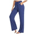 thumbnail image 1 of ZyeKqe Wide Leg Yoga Sweatpants Plush Size Drawstring Waist Casual Workout Trousers with Pockets, 1 of 4