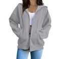 thumbnail image 1 of ZyeKqe Womens Zip up Hoodies Long Sleeve Oversized Sweatshirts Fleece Lined Jacket PocketsFall Outfits Fashion Clothes, 1 of 8