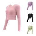 thumbnail image 1 of ZyeKqe Womens Workout Tops Long Sleeve Cropped Shirts Crew Neck Running Yoga Top Gym Clothes, 1 of 6
