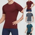 thumbnail image 1 of ZyeKqe Workout Shirts for Men Short Sleeve Athletic Base Layer Muscle T-Shirts Slim Fitted Gym Running Tops, 1 of 6