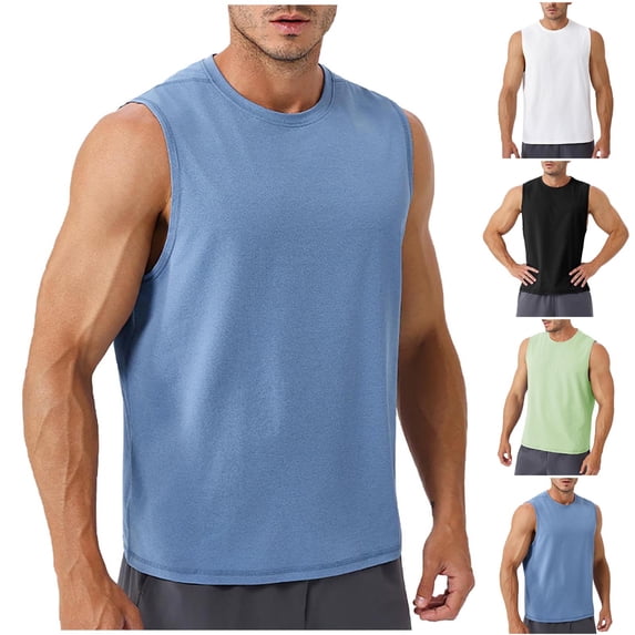 ZyeKqe Workout Tank Tops for Men Sleeveless Breathable Loose Fitted Athletic Undershirts Casual Summer Gym Running Tees Tops