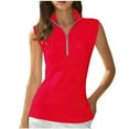 thumbnail image 1 of ZyeKqe Workout Tank Tops for Women 3/4 Zip up Lapel V Neck Athletic Yoga Top Sleeveless Golf Tennis Shirts, 1 of 6