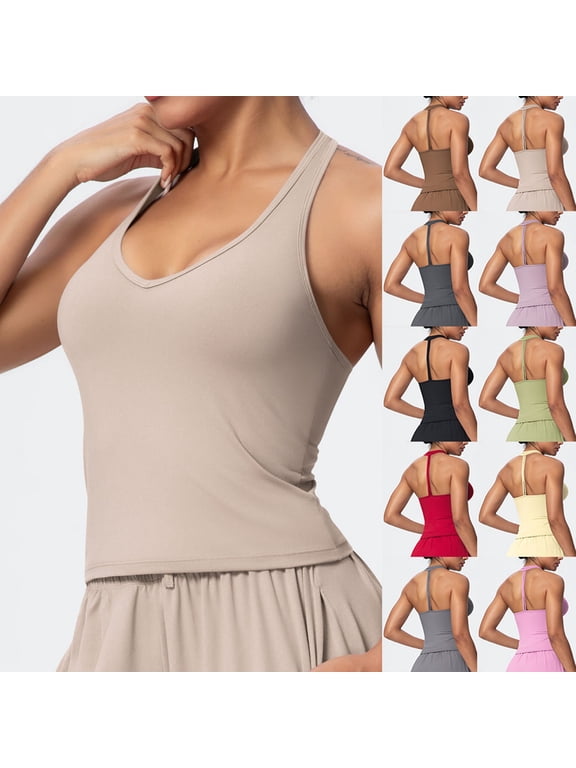 Workout Tank Tops for Women Summer Going out Crop Tops Halter Backless Sleeveless Gym Athletic Yoga Shirts