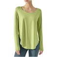 thumbnail image 1 of ZyeKqe Workout Tops for Women Long Sleeve Athletic Shirts Round Neck Yoga Top Loose Fitted Top, 1 of 6
