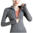 thumbnail image 1 of ZyeKqe Workout Tops for Women Long Sleeve Zipper Cropped Jackets Lightweight Yoga Athletic Jacket with Thumb Holes, 1 of 3
