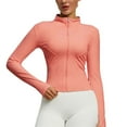 thumbnail image 1 of ZyeKqe Workout Tops for Women Long Sleeve Zipper Cropped Jackets Lightweight Yoga Athletic Jacket with Thumb Holes, 1 of 2