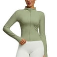 thumbnail image 1 of ZyeKqe Workout Tops for Women Long Sleeve Zipper Cropped Jackets Lightweight Yoga Athletic Jacket with Thumb Holes, 1 of 2