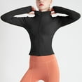 thumbnail image 1 of ZyeKqe Workout Tops for Women Long Sleeve Zipper Cropped Jackets Lightweight Yoga Athletic Jacket with Thumb Holes, 1 of 3