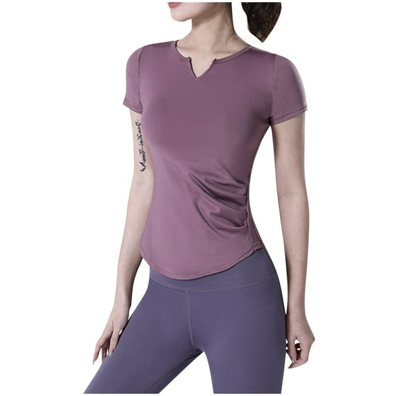 ZyeKqe Workout Tops for Women Short Sleeve Gym Tops Athletic Yoga Tight Shirts Compression Tees