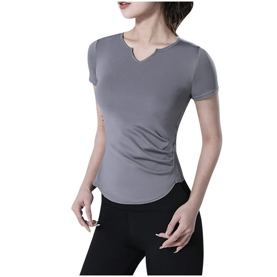 ZyeKqe Workout Tops for Women Short Sleeve Gym Tops Athletic Yoga Tight Shirts Compression Tees