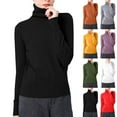 thumbnail image 1 of Zyekqe Womens Long Sleeve Tops Warm Knitted Turtleneck Fall Winter Casual Soft Slim Base Fashion Pullover, 1 of 6