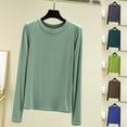 thumbnail image 1 of Zyekqe Womens Pajamas Tops Crew Neck Solid Color Lounge Soft Tees Ladies Basic Long Sleeve Shirts Sleepwear, 1 of 6