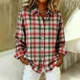 thumbnail image 1 of Zyekqe Womens Plaid Shirts Button down Long Sleeve Blouses Lightweight Print Business Dressy Casual Tops, 1 of 6
