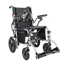 MILVBUSISS Regular Lightweight Foldable Electric Wheelchair, 500W Motor, 330lbs Capacity, 12° Climbing, Removable Lithium Batteries, 360° Joystick, 15 Mile Range, Silver