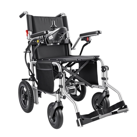 Zygenair Compact Lightweight Foldable 500W Electric Wheelchair, 330 lb Capacity, 12° Hill Climb, 15+ Mile Range, 360° Joystick ,Silver