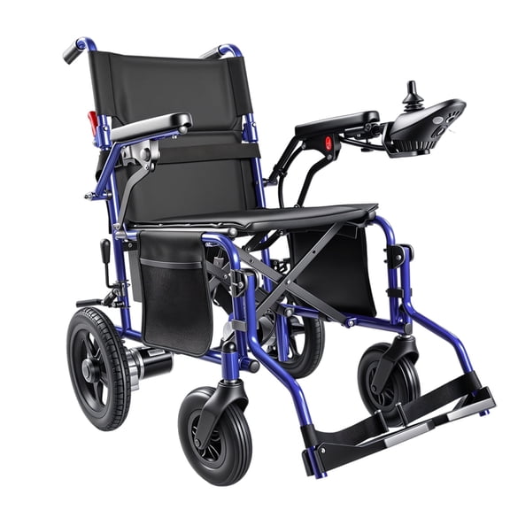 MILVBUSISS Lightweight Foldable Electric Wheelchair with Lithium Battery and Smooth 360 Control for All Terrain,Blue