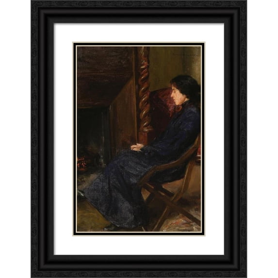 Zygmunt Andrychewicz 13x18 Black Ornate Wood Framed Double Matted Museum Art Print Titled - Portrait of a Woman, Bank Director in Krakow