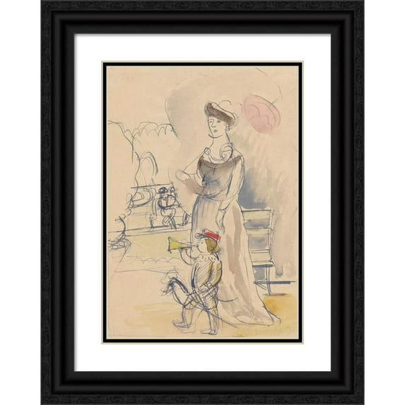 Zygmunt Waliszewski 11x14 Black Ornate Wood Framed Double Matted Museum Art Print Titled: Promenade, II (1931)