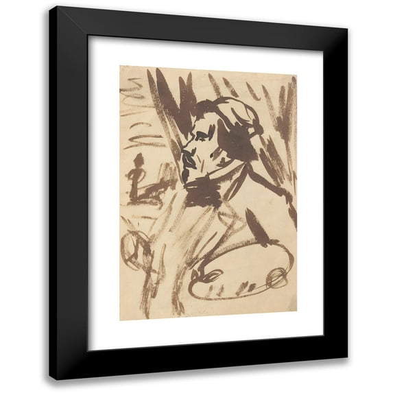 Zygmunt Waliszewski 13x18 Black Modern Framed Museum Art Print Titled - Drawing Acc. to Delacroix's Self-Portrait (1930)