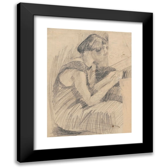Zygmunt Waliszewski 19x24 Black Modern Framed Museum Art Print Titled - Portrait of the Artist's Sister Waleria at a Window (1914)
