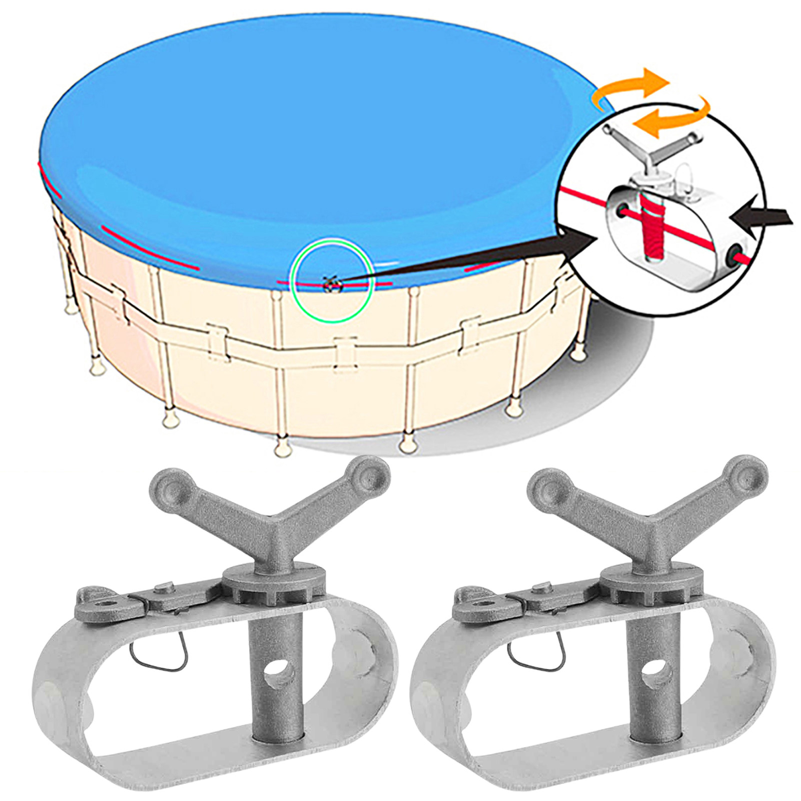 Zyhtgyee Aluminum Winch for Pool Cover Rust Proof Aluminum Cable