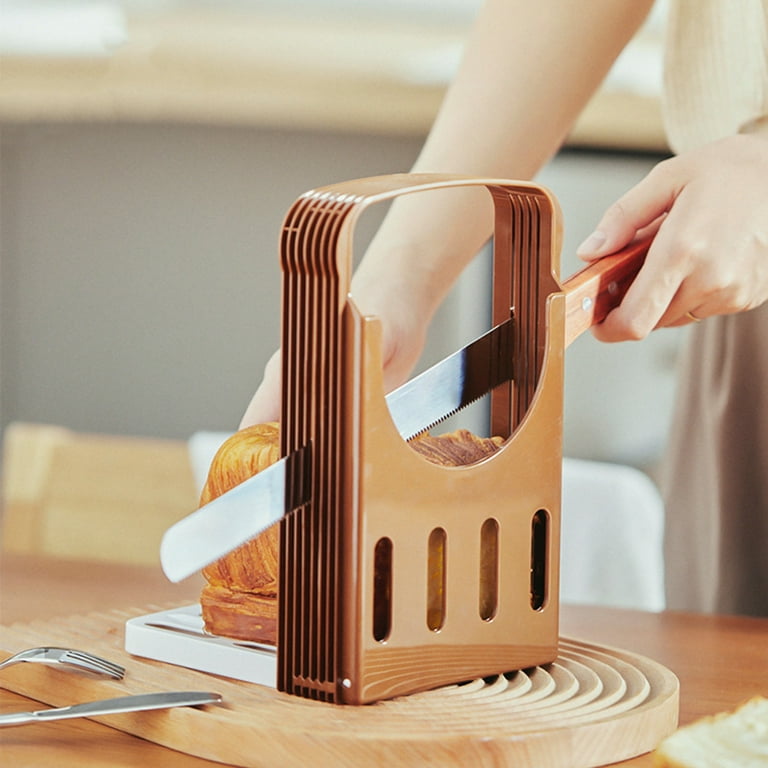 Zyhtgyee Bread Slicer Foldable Bread Cutter Adjustable Loaf Slicer with 4 Thickness Options for Baking