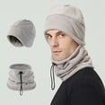 thumbnail image 1 of Zylanna 2 Pcs Beanie Hat Scarf Set, Thick Fleece Windproof Adjustable Neck Gaiter Winter for Men & Women Gray, 1 of 3
