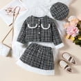 thumbnail image 1 of Zylanna Girls' Outfit Sets, Three-Piece Set Knit Spring Classic Plaid Holiday Party Skirts Black Size 110/3T, 1 of 8