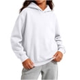 thumbnail image 1 of Zylanna Girls Hoodie Sweatshirts, Long Sleeve Classic Hooded Solid Color Loose Fit Casual Pullover Tops for Fall White Size 9-10, 1 of 9
