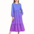 thumbnail image 1 of Zylanna Girls Long-Sleeve Tiered Maxi Dress, Gradient Colors Soft Pockets Design Spring Fall Girls' Casual Dresses Dark Blue Size 6, 1 of 6