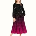 thumbnail image 1 of Zylanna Girls Long-Sleeve Tiered Maxi Dress, Spring/Fall Starry Sky Gradient Prints Multi-Color Pockets Design Girls' Casual Wear Hot Pink Size 14, 1 of 6
