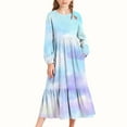 thumbnail image 1 of Zylanna Girls Long-Sleeve Tiered Maxi Dress, Starry Sky Gradient Prints Pockets Design Spring/Fall Multi-Color Girls' Casual Wear Purple Size 5, 1 of 6