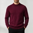 thumbnail image 1 of Zylanna Men Mock Neck Sweater, Soft Solid Color Long Sleeve Warm Pullover Knit Jumper for Daily Wear Wine, 1 of 8