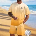 thumbnail image 1 of Zylanna Men's 2 Piece Outfit Sets, Crew Neck Gradient Color Casual Short Sleeve T-Shirt and Shorts Set Elastic Waist Loungewear for Vacation Daily Wear Yellow, 1 of 7