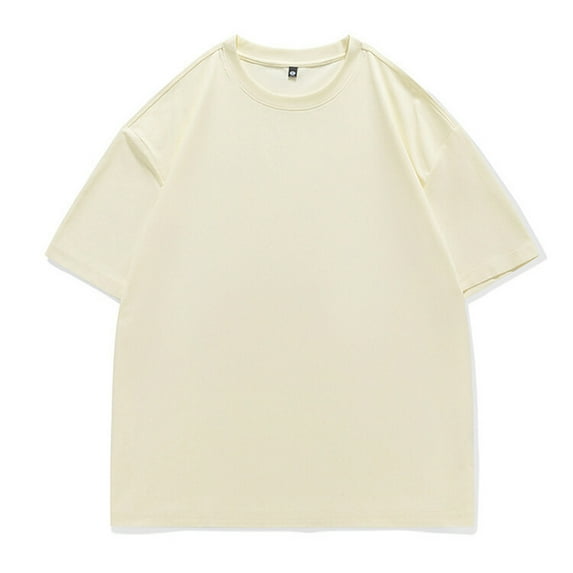 Zylanna Men's & Big Men's Casual Shirts Tee, Crew Neck Athletic Elastic Short Sleeve Solid Color Breathable Summer Tops for Man Khaki Size XL