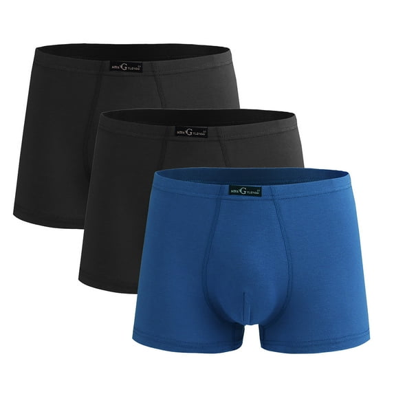 Zylanna Men's Boxer Briefs, 3-Pack 100%Cotton Loose Breathable Underwear for Men Multicolor Size 2XL