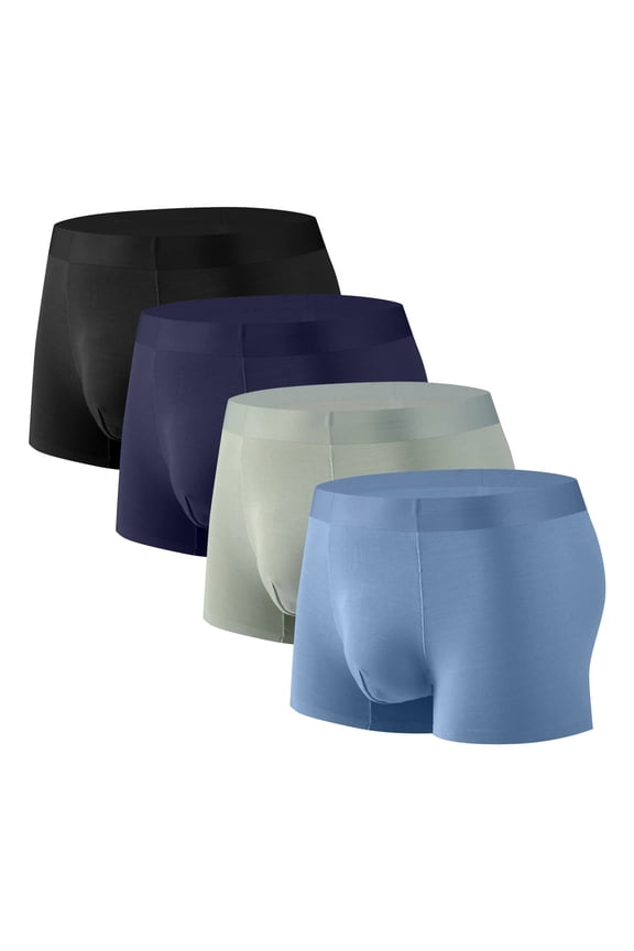 Men's Boxer Briefs, 4-Pack Stretch Ice Silk Breathable Underwear for Men Oversized Black Size 4XL