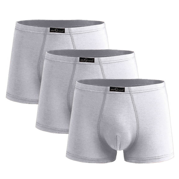 Zylanna Men's Boxer Briefs, Breathable 3-Pack 100%Cotton Loose Underwear for Men Dark Gray Size L