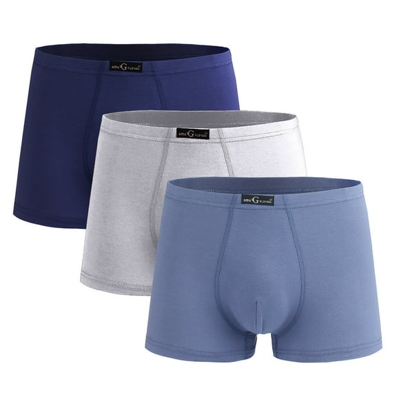 Zylanna Men's Boxer Briefs, Breathable Loose 100%Cotton 3-Pack Underwear for Men Multicolor Size 3XL