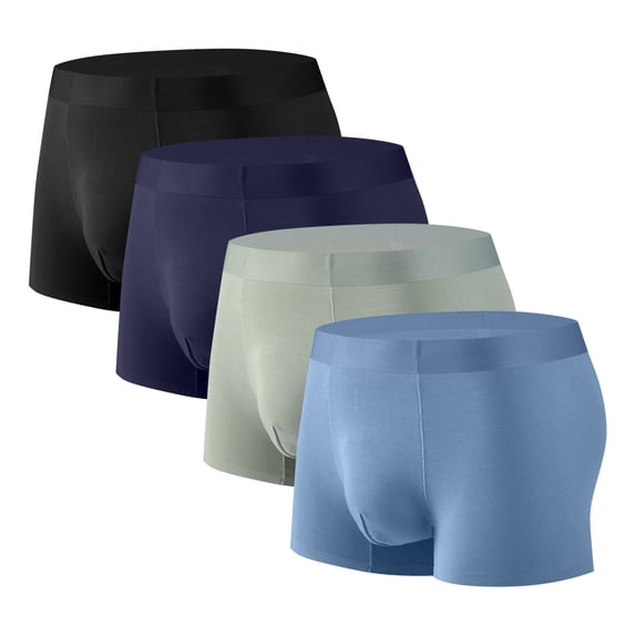 Zylanna Men's Boxer Briefs, Ice Silk Stretch Breathable 4-Pack Underwear for Men Oversized Black Size 3XL