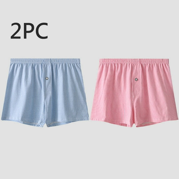 Zylanna Men's Boxer Briefs, Loose 100%Cotton Breathable 2-Pack Underwear for Men Multicolor Size 2XL
