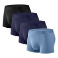 thumbnail image 1 of Zylanna Men's Boxer Briefs, Stretch Ice Silk 4-Pack Breathable Underwear for Men Oversized Dark Blue Size 3XL, 1 of 2